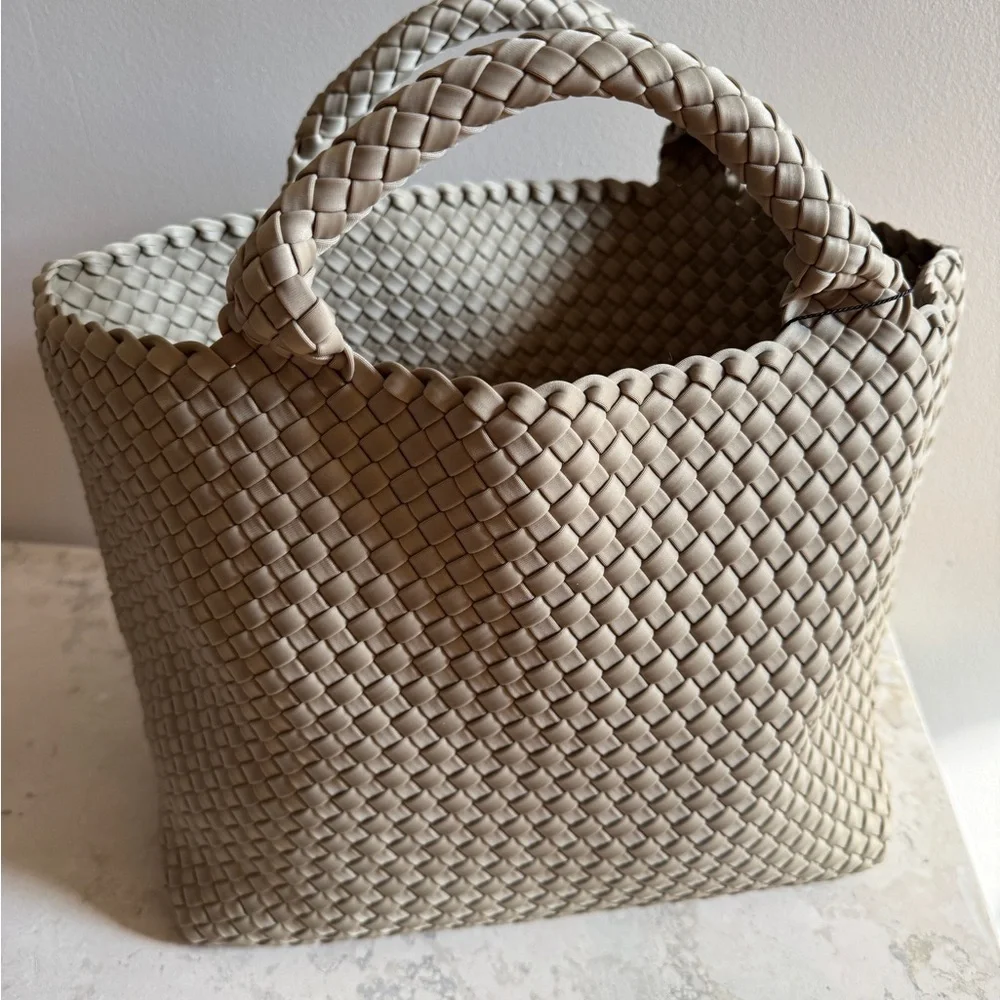 NWT Naghedi St Barth’s Medium Tote Stone Ecru Bag - Picture 8 of 9